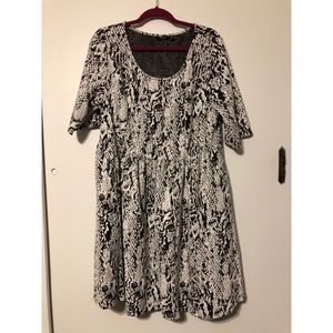 Snakeskin Print Fit and Flare Textured Dress